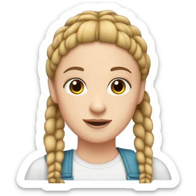 white girl with two braids and a beanie and brown eyes  sticker