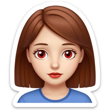 brown haired girl red rimmed eyes sticker