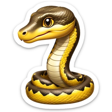 cinematic-cute-anaconda-portrait-emoji,-head-tilted-playfully-and-inquisitively,-with-a-sleek,-shimmering-body-adorned-with-detailed-scale-sriped patterns-and-round,-sparkling-eyes-full-of-wonder,-simplified-yet-irresistibly-adorable-features sticker
