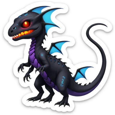 Nebulae Evil Spooky Salandit-Duskull-Noibat-Fakémon-hybrid-creature (full body)  sticker