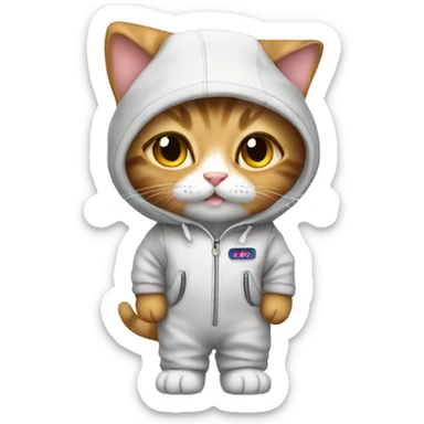 Kitty wearing jumpsuit sticker