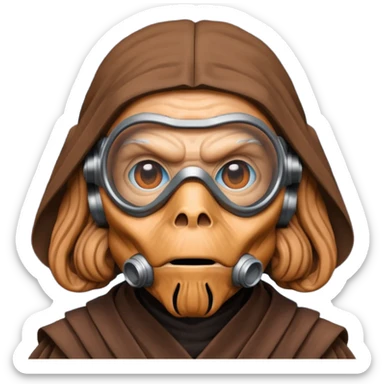 Jedi Master Plo Koon, orange skin, mask, goggles, Star Wars, emoji style sticker
