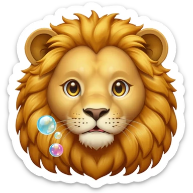  lion blowing bubbles sticker
