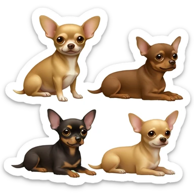 Very fat-light tan-chihuahua sitting with chocolate tan-dashchund-with-light green eyes sticker