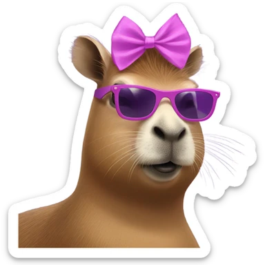 capybara with purple tutu and pink sunglasses  sticker
