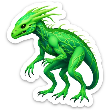 Tropical futuristic lush neon Fionbri-Vernid-creature (full body) sticker