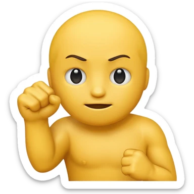 make just the simple yellow emoji with a fist infront of him and a strait face sticker