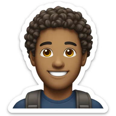 Young handsome Dominican man with curly hair and a goatee smiling with braces   sticker