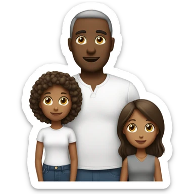 Family of 3- black mum white dad brown girl sticker