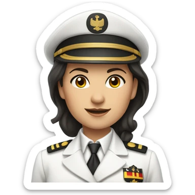 German Ship Captain Woman white Uniform dark hair sticker