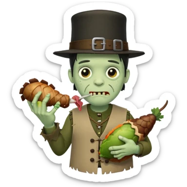 Frankenstein eating turkey sticker