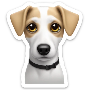 solid white jack russell beagle mix with solid black eyes  sticker