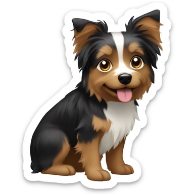 Create a yorkie / mini Aussie mix dog  sticker