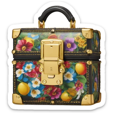 Dolce and Gabbana small box bag with colourful print and golden detais  sticker