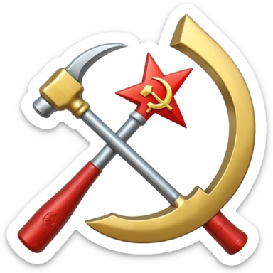 hammer and sickle with solid red background sticker