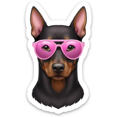 doberman with pink rayban sunglasses sticker