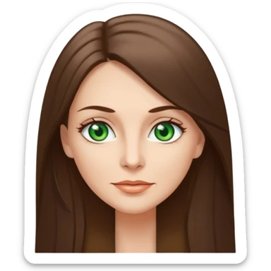pretty middle age woman with green eyes and long straight ash-brown hair  sticker