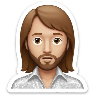 Maurice Gibb from Bee Gees with long brown hair, white sequin outfit  sticker