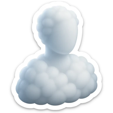 A person from the shoulders up, entirely composed of fluffy, convex white clouds. sticker