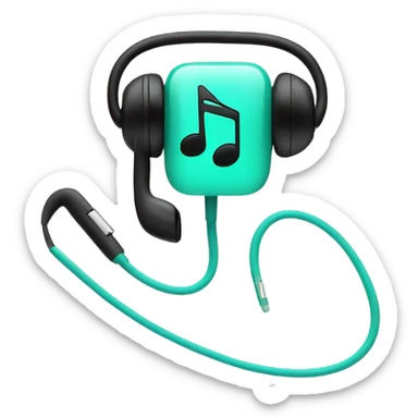 old apple earbuds with music notes sticker