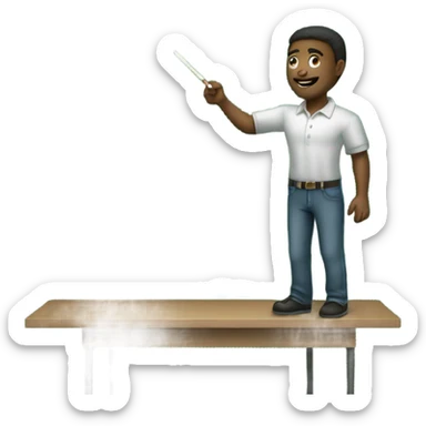 man writes on a green board with chalk sticker