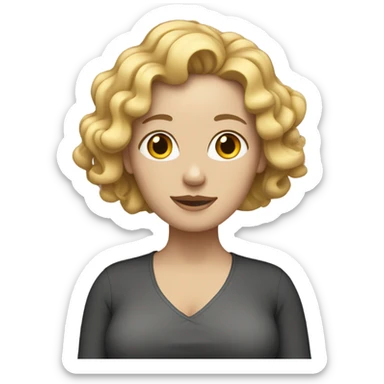 White women blonde curly hair pregnant  sticker