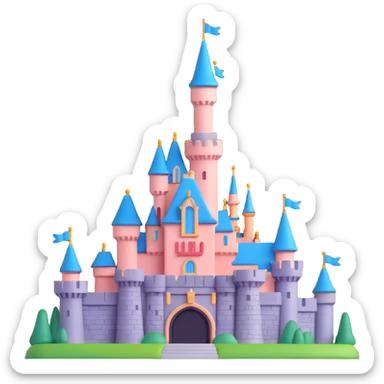 Disneyland castle, shiny, simplified, cheerful sticker
