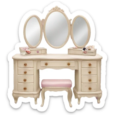 Vintage vanity makeup table aesthetic sticker