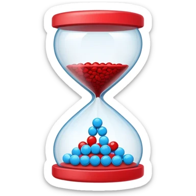 Sandglass with blue pills and red pills sticker