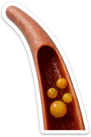 tossine che entrano in una vena umana anatomica realistica, vista dall'alto, iperrealistica 4k sticker