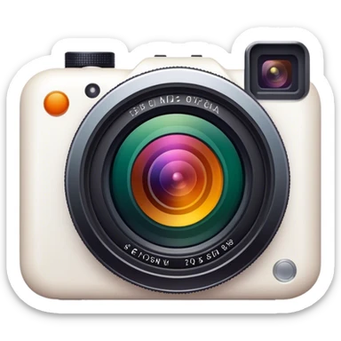 Photography, camera, lens, aperture, vivid colors, simple composition, minimalistic, on a white background, no extra details. sticker