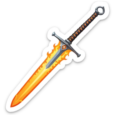 sword of flames striking down sticker