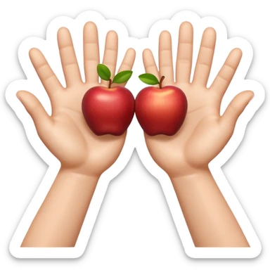 A 3D emoji in iOS emoji aesthetic style showing two cartoon hands held apart, palms facing inward, as if indicating something large or wide. Soft realistic skin tone, expressive and cheerful pose, clean white background, glossy Apple-style rendering. sticker