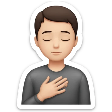 una mano en pecho ojos cerrados sticker