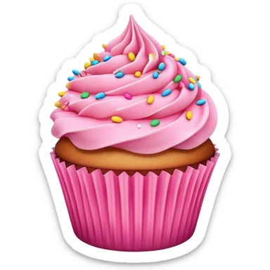 cupcake with pink frosting on top, sprinkles sticker