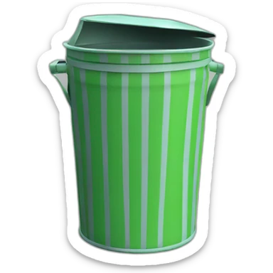 light Green Metal Trash Can With Green LID and Grey Stripes sticker