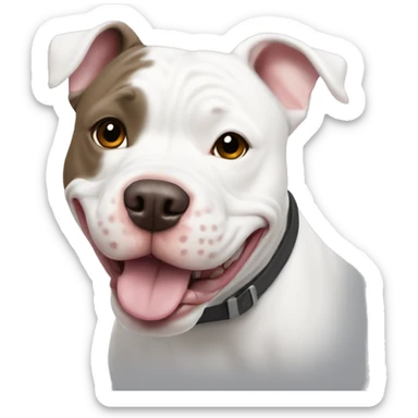 White Pitbull bulldog mix smiling sticker