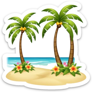 warm summer breeze blowing through beach palm trees and flowers sticker
