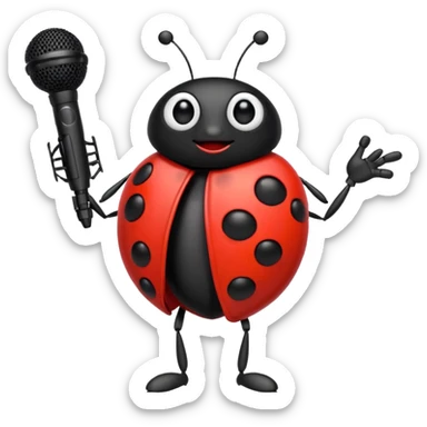 Ladybug singing with a microphone sticker
