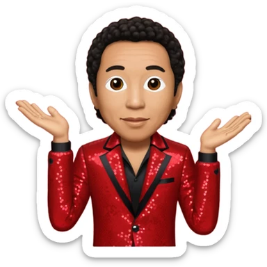 Smokey Robinson with dark brown hair, red sequin outfit sticker