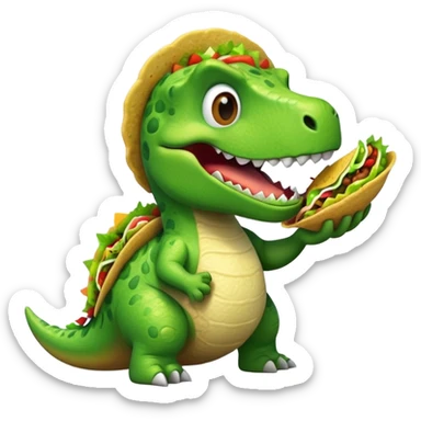 An dinosaur having tacos sticker