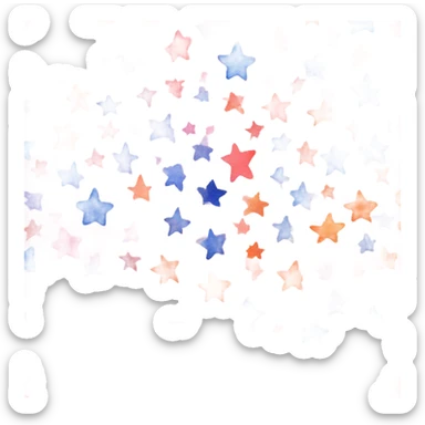 Repeating pattern pink blue and orange watercolor stars sticker