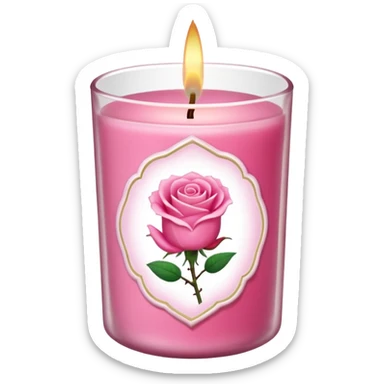 Rose candle – pink wax in clear glass with floral label sticker