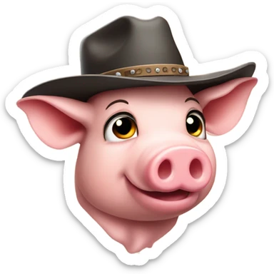 Pig wearing a cow boy hat  sticker