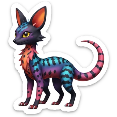 Dark magma-gradients-colored Salandit-Umbreon-Genet-Noivern-Noibat-Serval-Hybrid (Full body) sticker