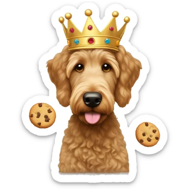goldendoodle brown nose with crown with cookies sticker