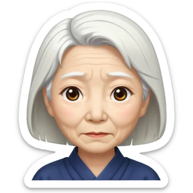 japanese culture old woman with white hair and wrinkles sticker