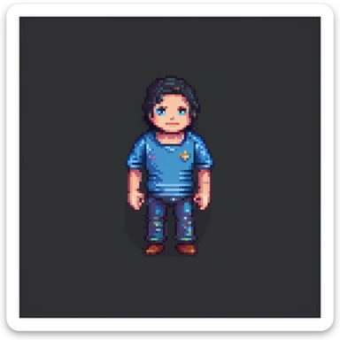John Doe as a pixel art character, simple and expressive, 8-bit style, standing pose sticker