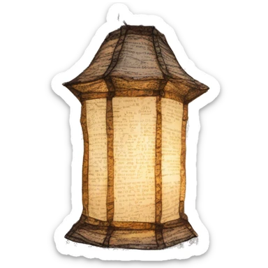 Glowing Shakespeare made of newspaper and bokeh fairy lights lanterns stained glass, fairy lights, bokeh, annotated sketch, handwritten letters, collage of intricate patterns, lantern, bokeh sticker