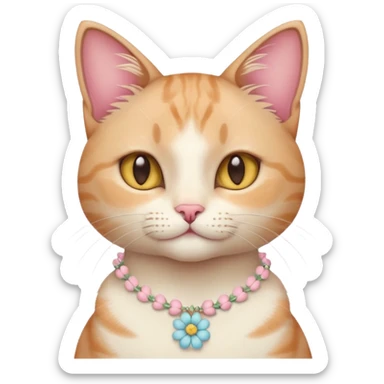 A cute cat with pastel flower necklace, posing proudly. sticker